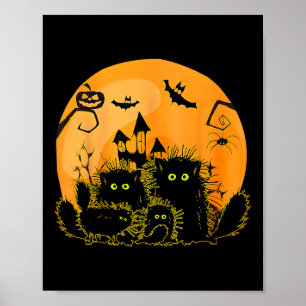 Zwart Kat Pompoen Maan Halloween Kostuum Kat Liefh Poster
