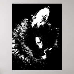 Zwart Kat Pop Art Poster Print - Kat Posters