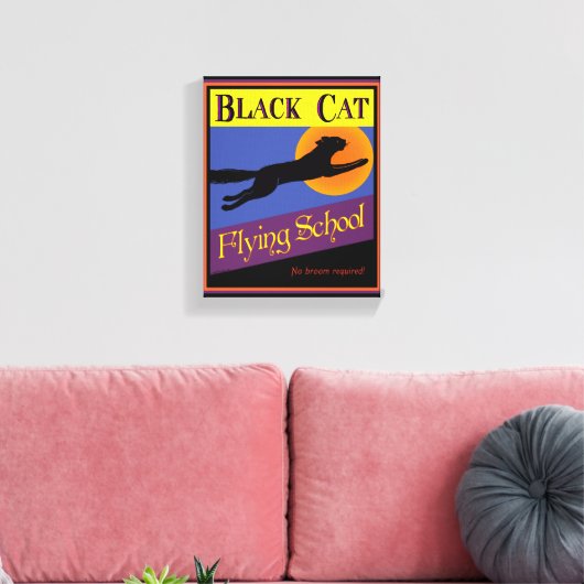 Zwart Kat Retro Halloween Verpakt Canvas (Insitu (Woonkamer))