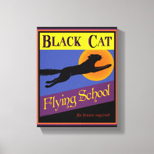 Zwart Kat Retro Halloween Verpakt Canvas Afdruk