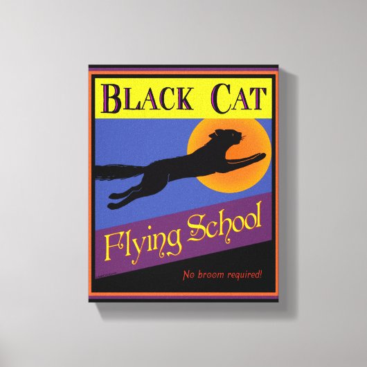 Zwart Kat Retro Halloween Verpakt Canvas Afdruk (Voorkant)