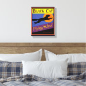 Zwart Kat Retro Halloween Verpakt Canvas Afdruk (Insitu (Slaapkamer))