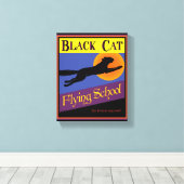 Zwart Kat Retro Halloween Verpakt Canvas Afdruk (Insitu (Houten vloer))