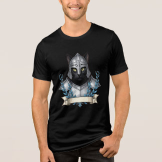 Zwart Kat Ridder Crest Embleem T-Shirt