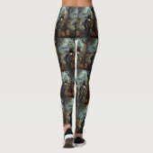 Zwart Kat Rijden Motorfiets Halloween Eng Leggings (Achterkant)