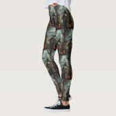 Zwart Kat Rijden Motorfiets Halloween Eng Leggings (Links)