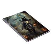 Zwart Kat Rijden Motorfiets Halloween Eng Notitieboek (Rechterzijde)