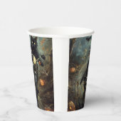 Zwart Kat Rijden Motorfiets Halloween Eng Papieren Bekers (Rechts)