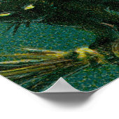 zwart kat rijden op bezem Halloween Poster (Hoek)