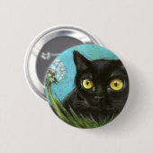 Zwart kat ronde button 5,7 cm (Voorkant /achterkant)