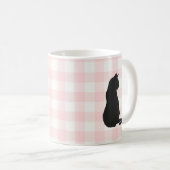 Zwart Kat Roze Check Pattern Koffie Mok (Voorkant rechts)