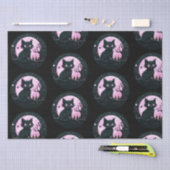 Zwart Kat Roze Volle Maan Celestial Zwart Hallowee Tissuepapier (Craft)