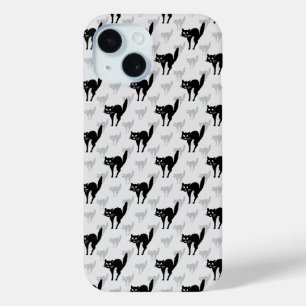 Zwart kat schaduw silhouet patroon ontwerp iPhone 15 case