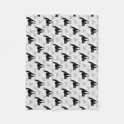 Zwart kat schaduw silhouet patroon ontwerp fleece deken (Voorkant)