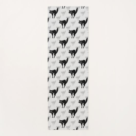 Zwart kat schaduw silhouet patroon ontwerp yogamat (Voorkant)