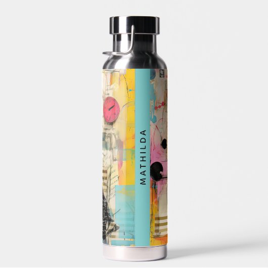  zwart kat schilderij naam waterfles (Rechts)