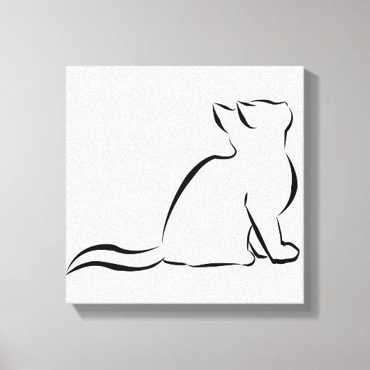 Zwart kat silhouet canvas afdruk (Voorkant)