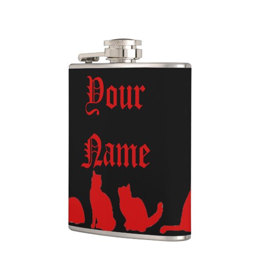 Zwart kat silhouet heupfles (Links)