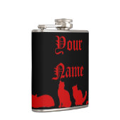 Zwart kat silhouet heupfles (Rechts)