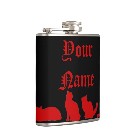 Zwart kat silhouet heupfles (Rechts)