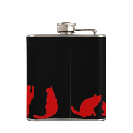 Zwart kat silhouet heupfles (Achterkant)