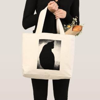 Zwart Kat Silhouet Jumbo Canvas tas