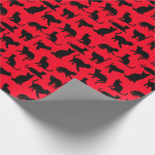 Zwart kat Silhouette op rood Cadeaupapier (Hoek)