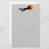 Zwart Kat Sinaasappel Maan Halloween Gevoerde Stat Briefpapier (Voorkant / Achterkant)