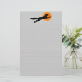 Zwart Kat Sinaasappel Maan Halloween Gevoerde Stat Briefpapier (Staand voorkant)