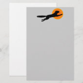 Zwart Kat Sinaasappel Maan Halloween Stationery Briefpapier (Voorkant / Achterkant)