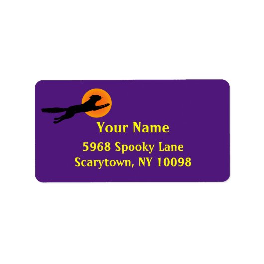 Zwart Kat Sinaasappel Moon Custom Halloween Labels (Voorkant)