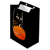 Zwart Kat Sinaasappel Pompoen Trick or treat Hallo Medium Cadeauzakje (Voorkant Gekanteld)