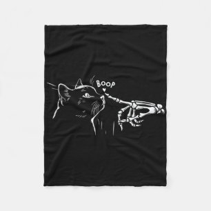 Zwart Kat Skelet Hand Boop Halloween Pet Vrouwen G Fleece Deken