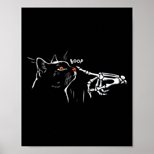 Zwart Kat Skelet Hand Boop Halloween Pet Vrouwen G Poster (Voorkant)