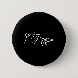 Zwart Kat Skelet Hand Boop Halloween Pet Vrouwen G Ronde Button 5,7 Cm