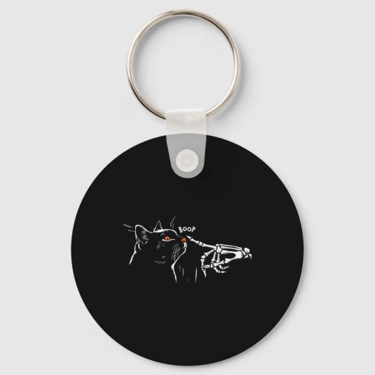 Zwart Kat Skelet Hand Boop Halloween Pet Vrouwen G Sleutelhanger (Voorkant)