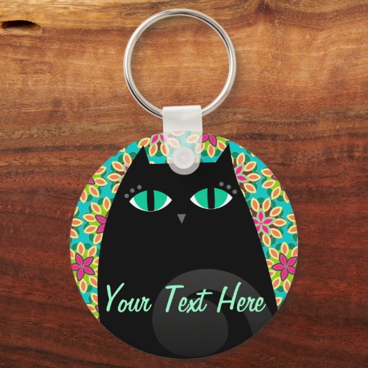 zwart Kat Sleutelhanger (Voorkant)