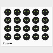 Zwart Kat Spooky Gezicht Halloween Ronde Sticker (Vel)