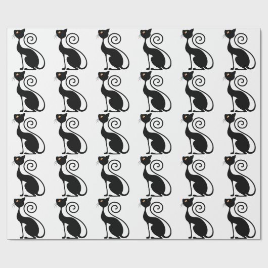 Zwart Kat stijlontwerp Cadeaupapier (Vlak)