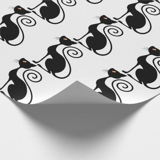 Zwart Kat stijlontwerp Cadeaupapier (Hoek)