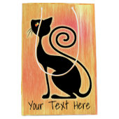 Zwart Kat  stijlontwerp Medium Cadeauzakje (Voorkant)