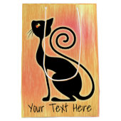 Zwart Kat  stijlontwerp Medium Cadeauzakje (Achterkant)