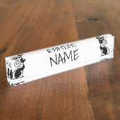 Zwart Kat  stijlontwerp Naambordje (Zijkant)