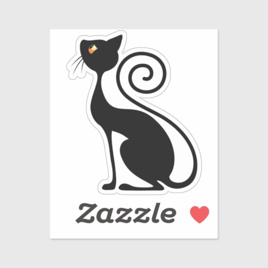 Zwart Kat  stijlontwerp Sticker (Vel)