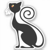 Zwart Kat  stijlontwerp Sticker (Voorkant)
