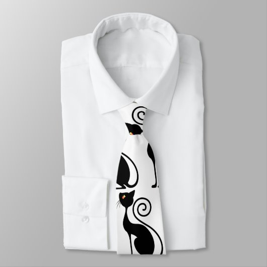 Zwart Kat  stijlontwerp Stropdas (Gebonden)