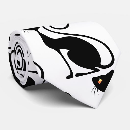 Zwart Kat  stijlontwerp Stropdas (Opgerold)