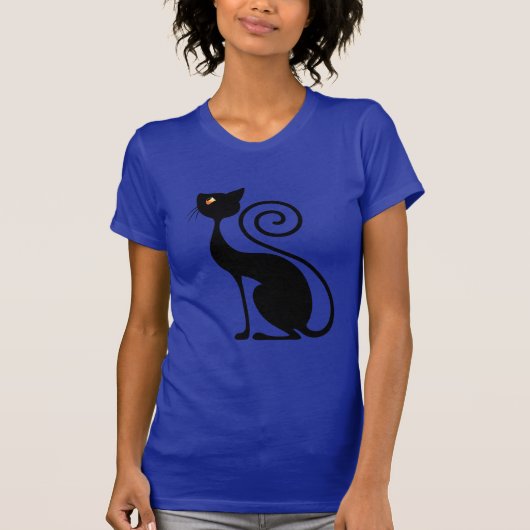 Zwart Kat stijlontwerp T-shirt (Voorkant)