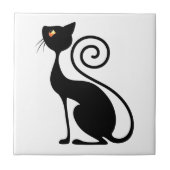 Zwart Kat stijlontwerp Tegeltje (Voorkant)