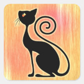Zwart Kat stijlontwerp Vierkante Sticker (Voorkant)